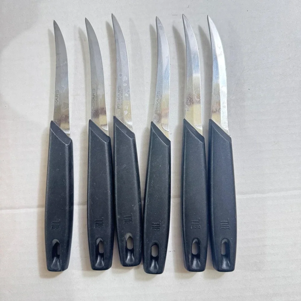 Fiskars Vintage Steak Knife Set 6 Piece Stainless Finland Wooden Wall‎ Block